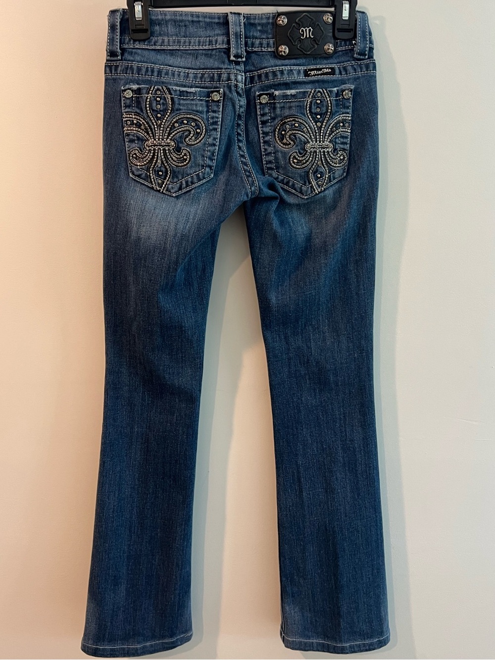 Miss Me Jeans 26 Boot JP5145B2 26x30 Blue Denim Pants Fleur De Lis Pockets